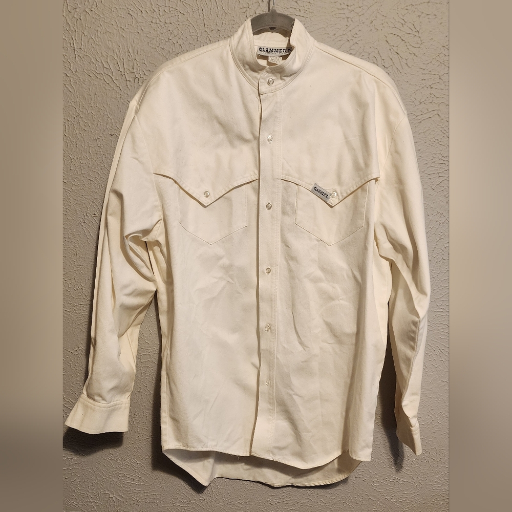 Vintage Slammers Western Wear White Button Down Long Sleeve. Men’s Size L.